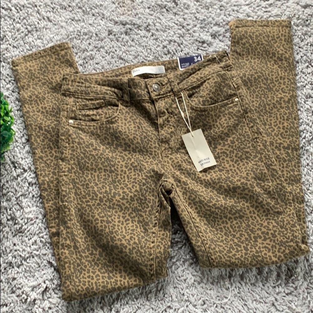 ZARA Animal Print Mid Rise Skinny‎ Jeans - Picture 3 of 10
